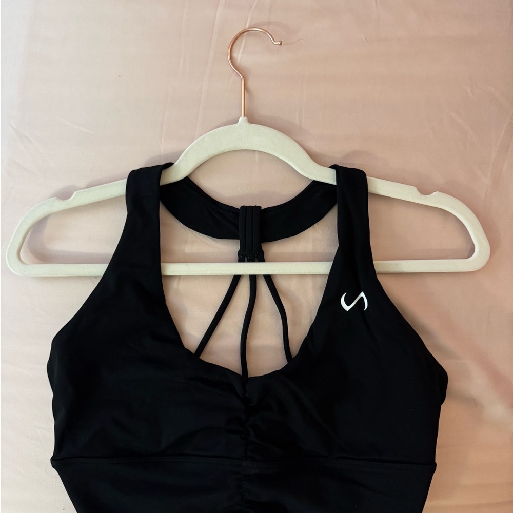 Black Sports Bra with Strappy Back